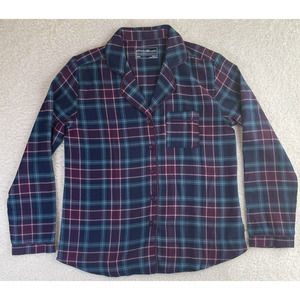 Eddie Bauer Lounge Plaid Top Womens Small Blue Purple Flannel Pajama Sleepwear